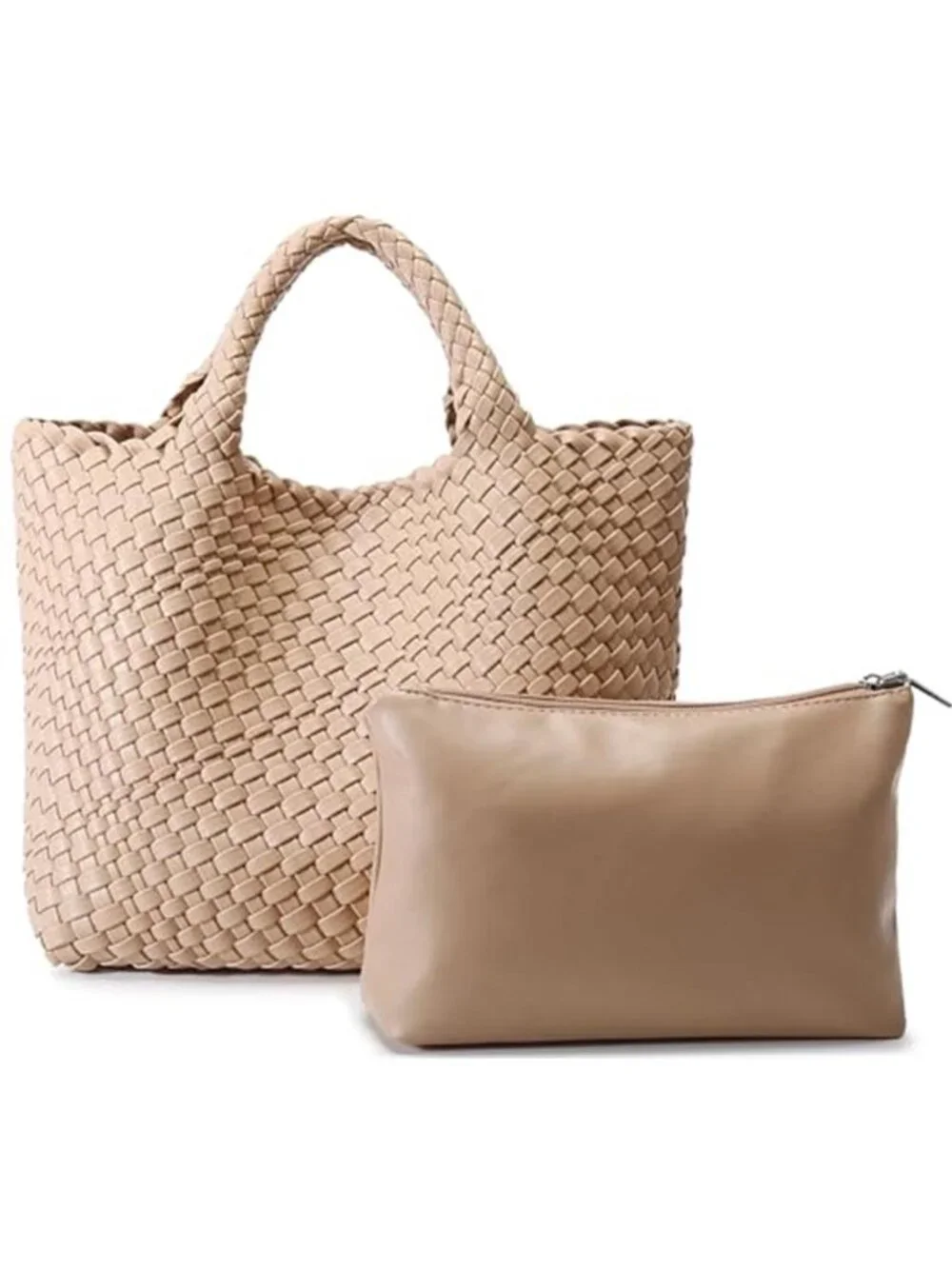 Womens Woven Vegan Leather Tote Bag Shoulder Handbag Market Purse Large Shopper